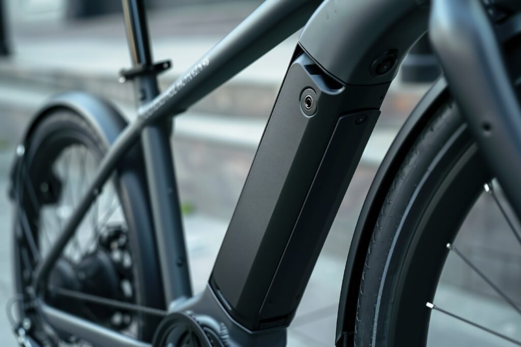 Close-up on an ebike battery