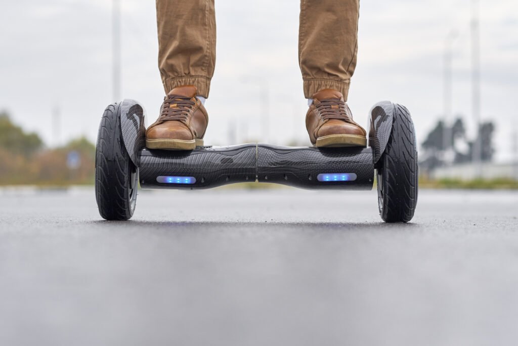 Close up of a hoverboard with LED lights