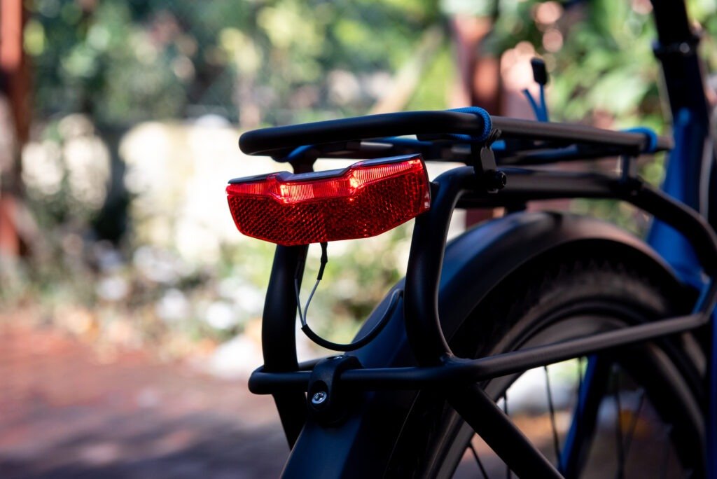 Electric Bike red tail light close-up Electric Bike red tail light close-up