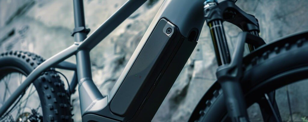 Close up of an e-bike battery